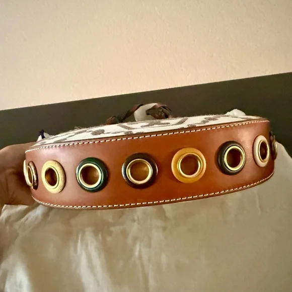 Tory Burch T Monogram Grommet Mini Crescent Crossbody Bag - Picture 4 of 13